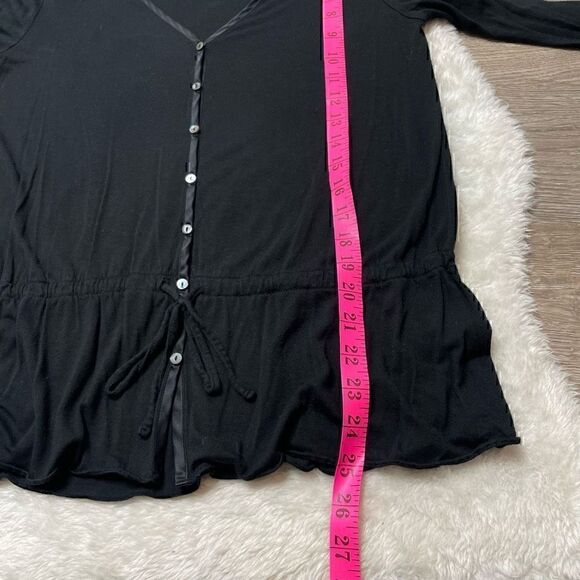 CLUB MONACO Shirt Womens S Button Up Blouse Top Black Ruffle Sleeves - Picture 8 of 11